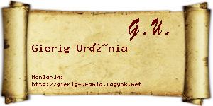 Gierig Uránia névjegykártya